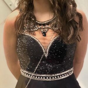 GORGEOUS black beaded dress!! perfect for prom, quince, sweet 16, etc.